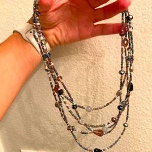 Multi-strand purple blue black sparkly necklace